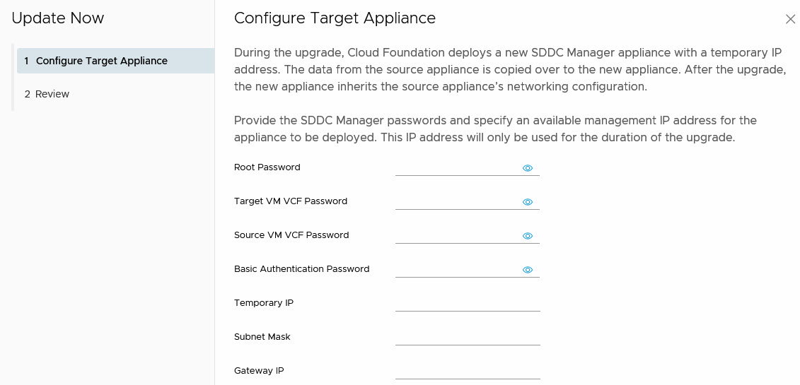 configure target appliance